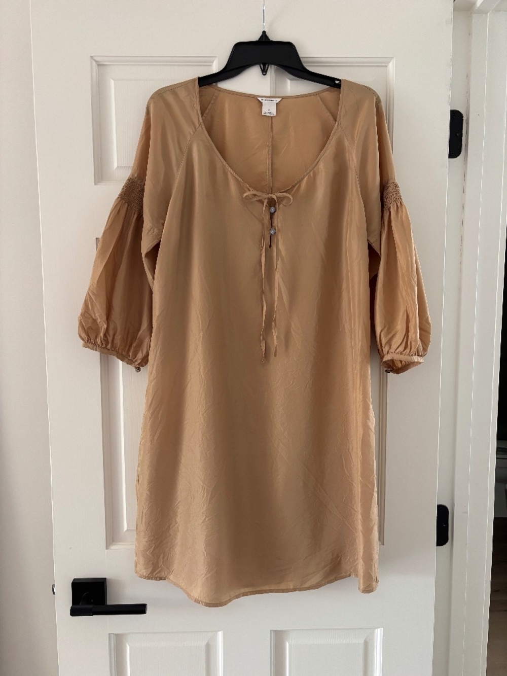 Club Monaco Gold Silk Tunic Dress with Matching Slip Size 8